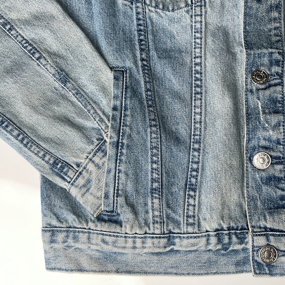 PacSun Denim Collared Button-Up Long Sleeve Relaxed Fit Light Wash Jean Jacket M - Picture 6 of 10